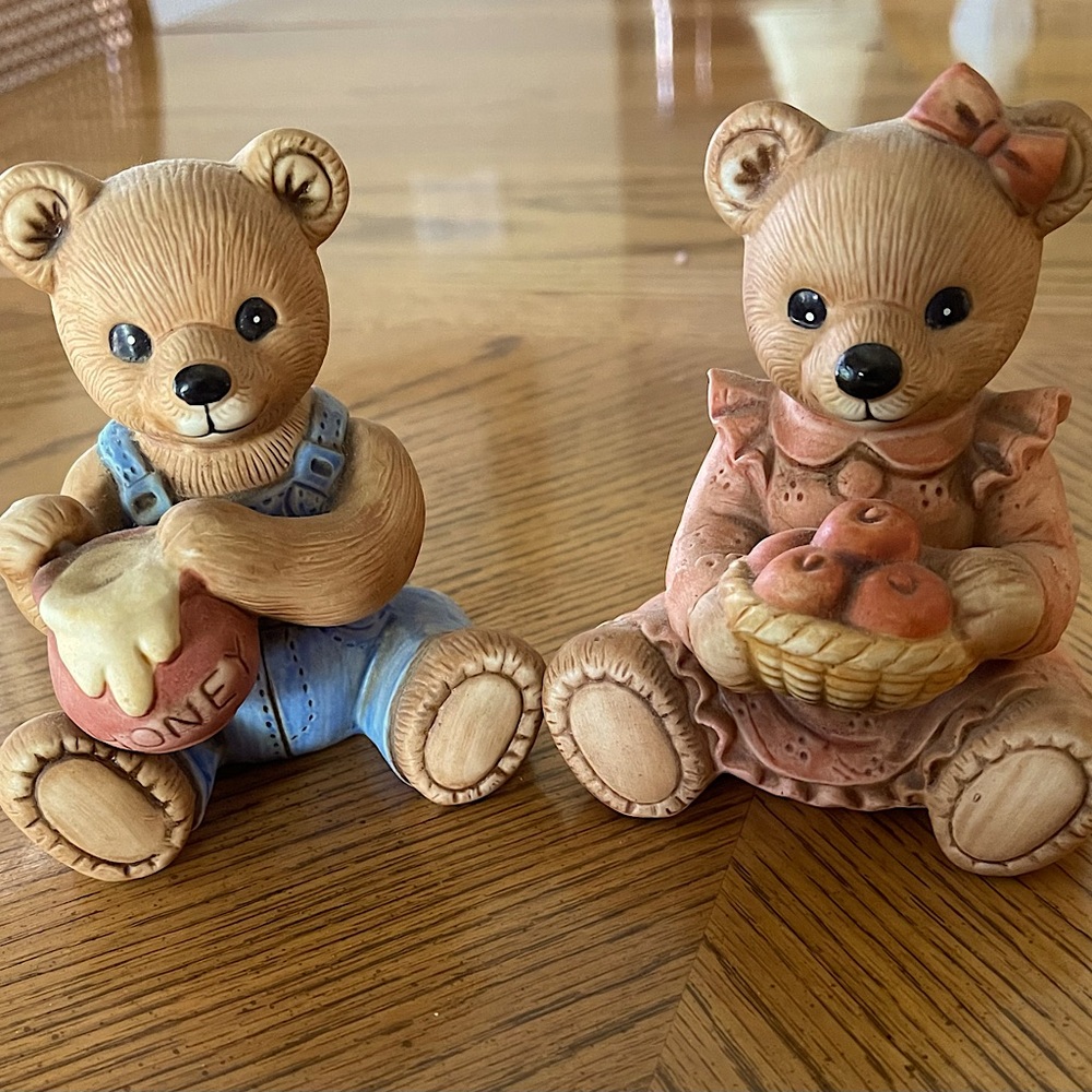 Vintage Homco Porcelain girl and boy bears